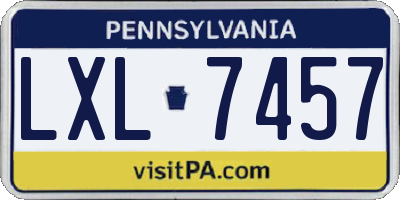 PA license plate LXL7457