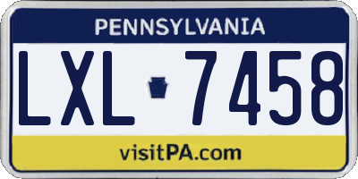 PA license plate LXL7458