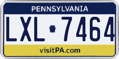 PA license plate LXL7464
