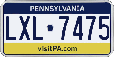 PA license plate LXL7475