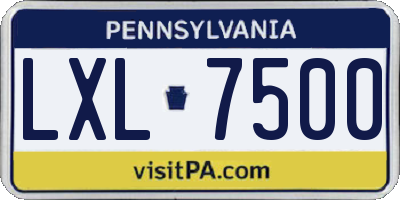 PA license plate LXL7500