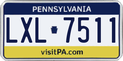 PA license plate LXL7511