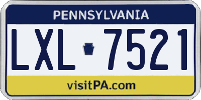 PA license plate LXL7521