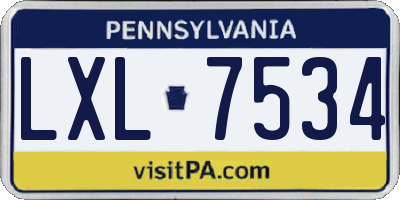 PA license plate LXL7534