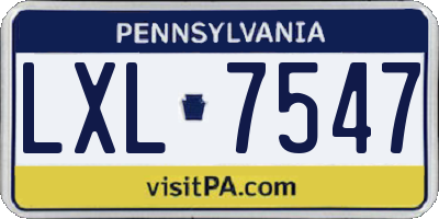 PA license plate LXL7547
