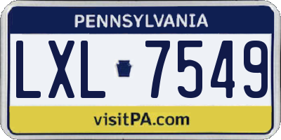 PA license plate LXL7549