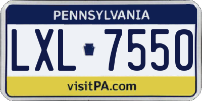 PA license plate LXL7550