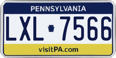 PA license plate LXL7566