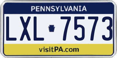 PA license plate LXL7573