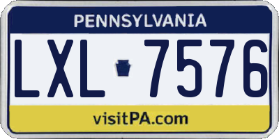 PA license plate LXL7576
