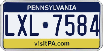 PA license plate LXL7584