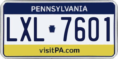PA license plate LXL7601