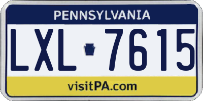 PA license plate LXL7615