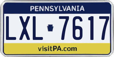 PA license plate LXL7617