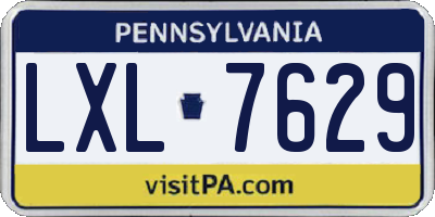 PA license plate LXL7629