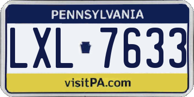 PA license plate LXL7633