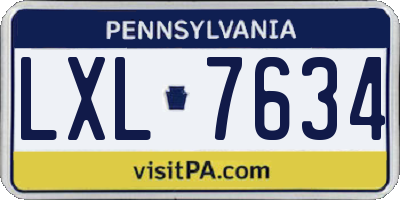 PA license plate LXL7634
