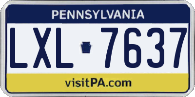 PA license plate LXL7637