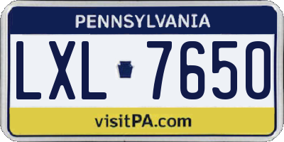 PA license plate LXL7650