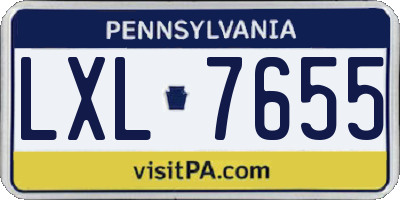 PA license plate LXL7655