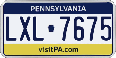 PA license plate LXL7675