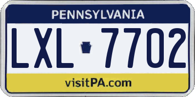 PA license plate LXL7702