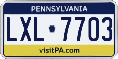 PA license plate LXL7703
