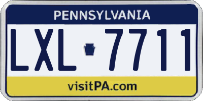 PA license plate LXL7711