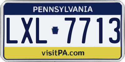 PA license plate LXL7713