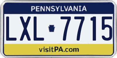 PA license plate LXL7715