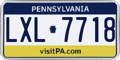 PA license plate LXL7718