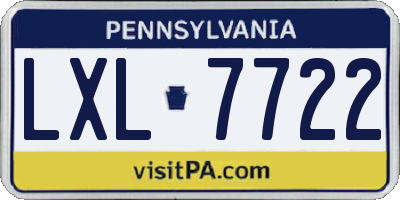 PA license plate LXL7722