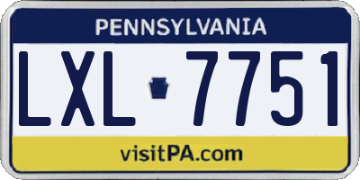 PA license plate LXL7751
