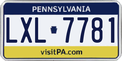 PA license plate LXL7781