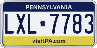 PA license plate LXL7783
