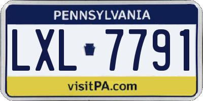 PA license plate LXL7791