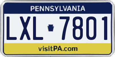 PA license plate LXL7801