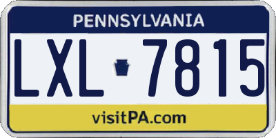PA license plate LXL7815