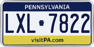 PA license plate LXL7822
