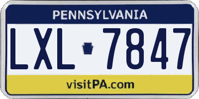 PA license plate LXL7847