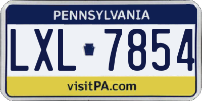 PA license plate LXL7854