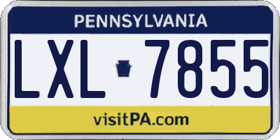 PA license plate LXL7855