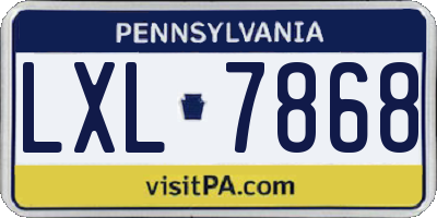 PA license plate LXL7868