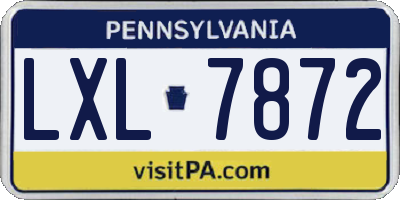 PA license plate LXL7872