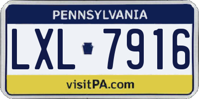 PA license plate LXL7916
