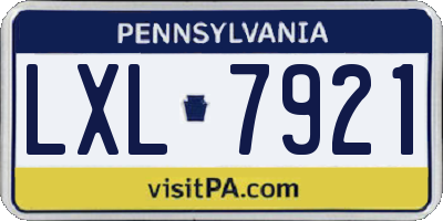 PA license plate LXL7921