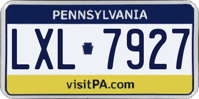 PA license plate LXL7927