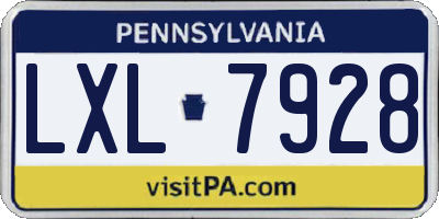 PA license plate LXL7928