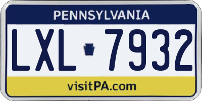 PA license plate LXL7932