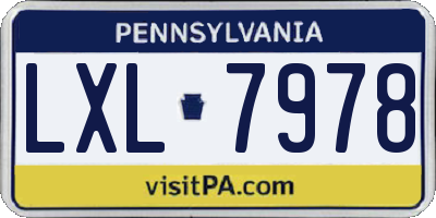 PA license plate LXL7978
